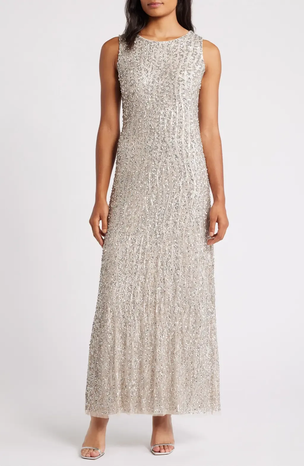 Sequin Stripe Sleeveless Gown