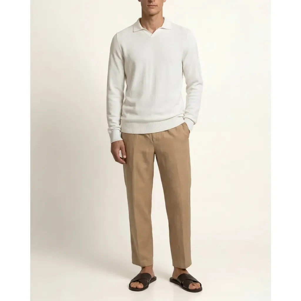 Bresson Cashmere Classic Fit Long Sleeve Polo Shirt