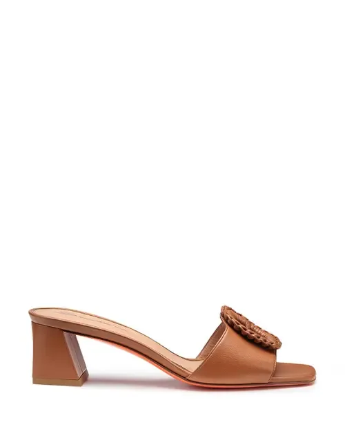 Leather Mid-Heel Sandal by Santoni