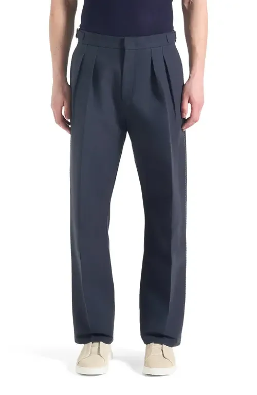 Nolan Twin Pleat Chino Trousers with Stitch Detail by Manière De Voir