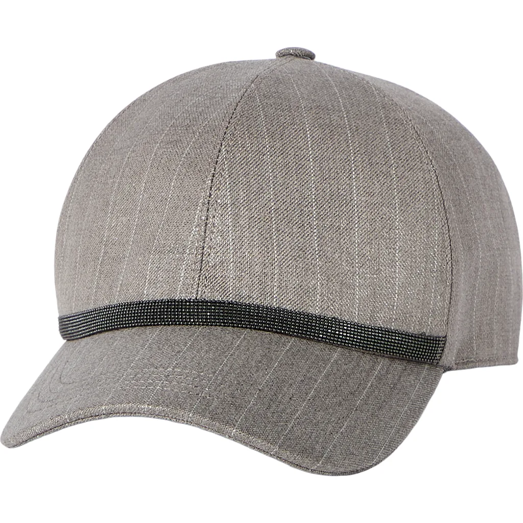Sparkling Pinstripe Baseball Cap by Brunello Cucinelli