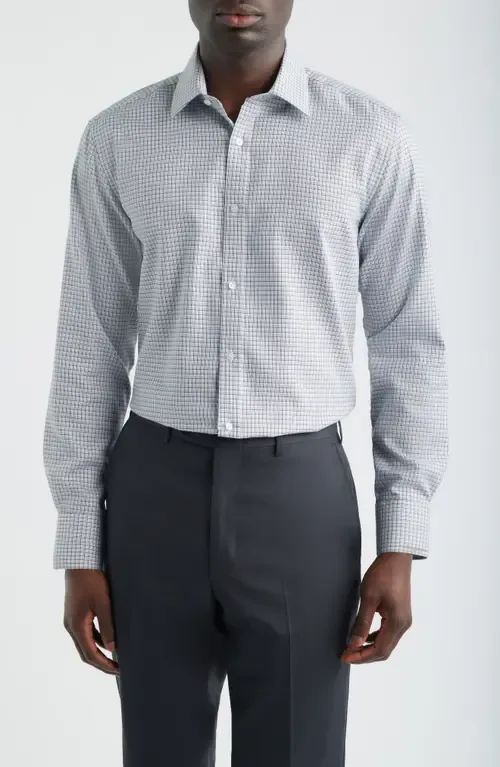 Modern Fit Check Textured Cotton Dress Shirt by DANIEL HECHTER