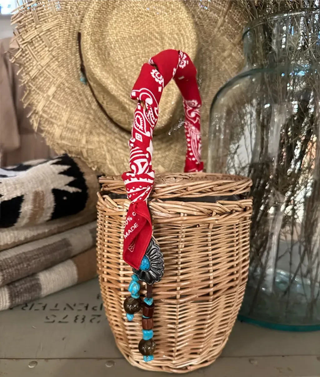 Wicker Concho Small Handbag by Fortela