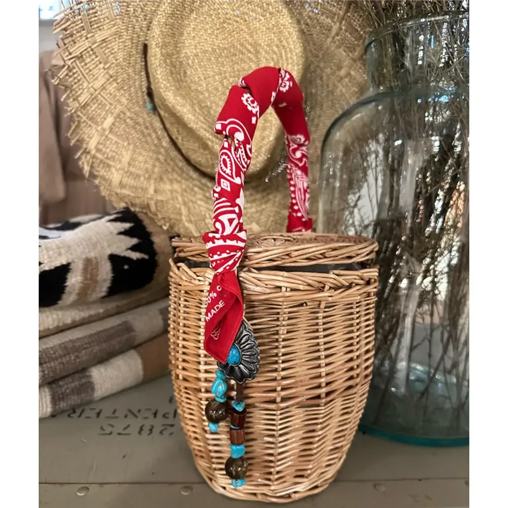 Wicker Concho Small Handbag by Fortela