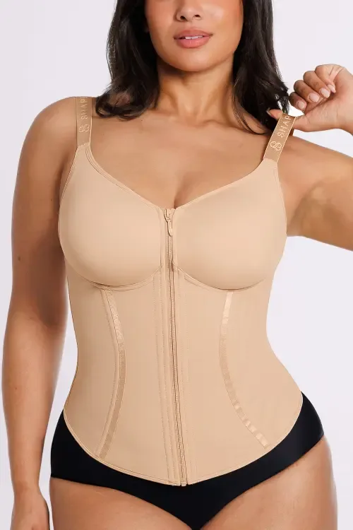 Tummy Control Front Zip Waist Sculpting Corset Top by Shapellx