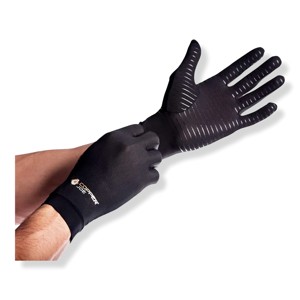 Copper-Infused Full Finger Compression Gloves by Copper Joe