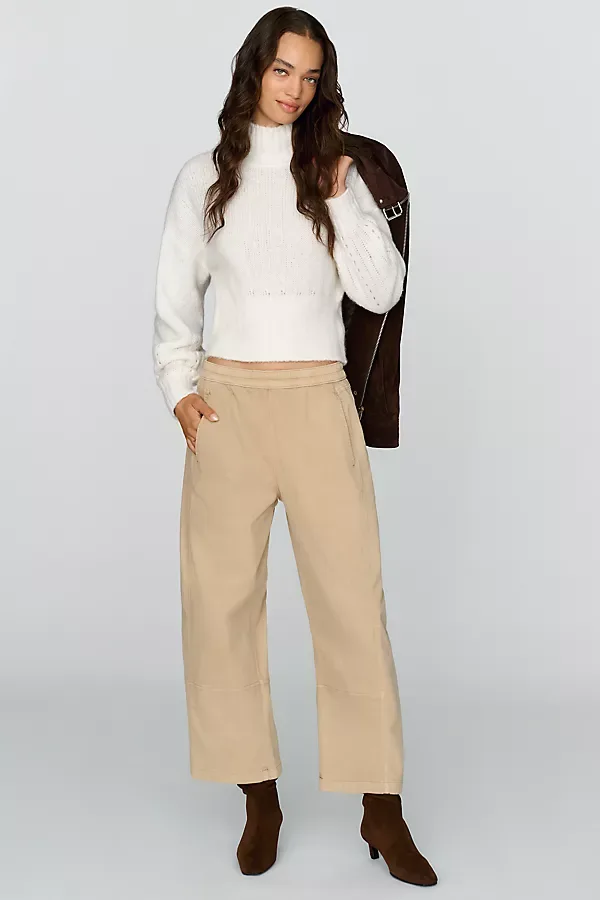 Izzie Cropped Mid-Rise Barrel-Leg Pants by Pilcro