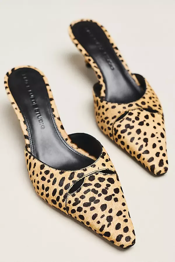 Rue 50 Kitten Heel Mules by Black Suede Studio