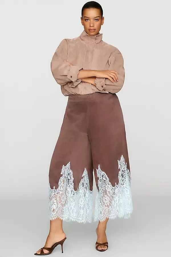 Lace Trim Culotte Pants by Maeve