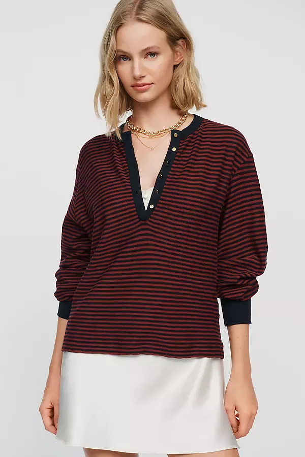 Victoria 100% Cotton Henley Top by Nation Los Angeles