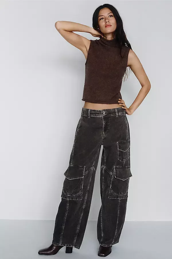 Aero Corduroy Wide-Leg Cargo Pants by Pilcro