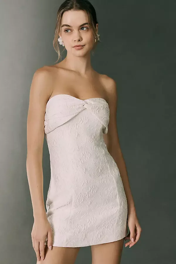 Strapless Knotted Jacquard Mini Dress by BHLDN
