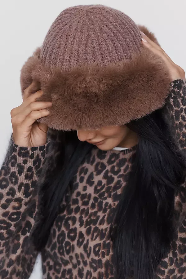 Faux Fur Knit Cloche Hat by Anthropologie