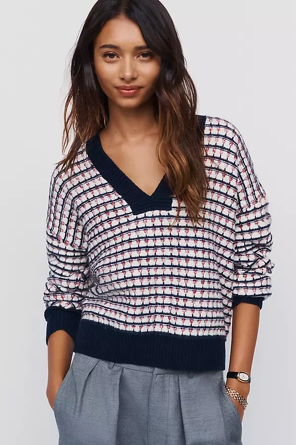 Cotton Wool Blend V Neck Sweater by Maeve