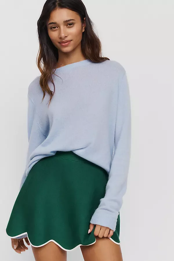 Scalloped-Hem Sweater Mini Skirt by Maeve