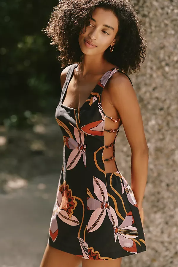 Cotton Linen Cutout Mini Dress by Celandine