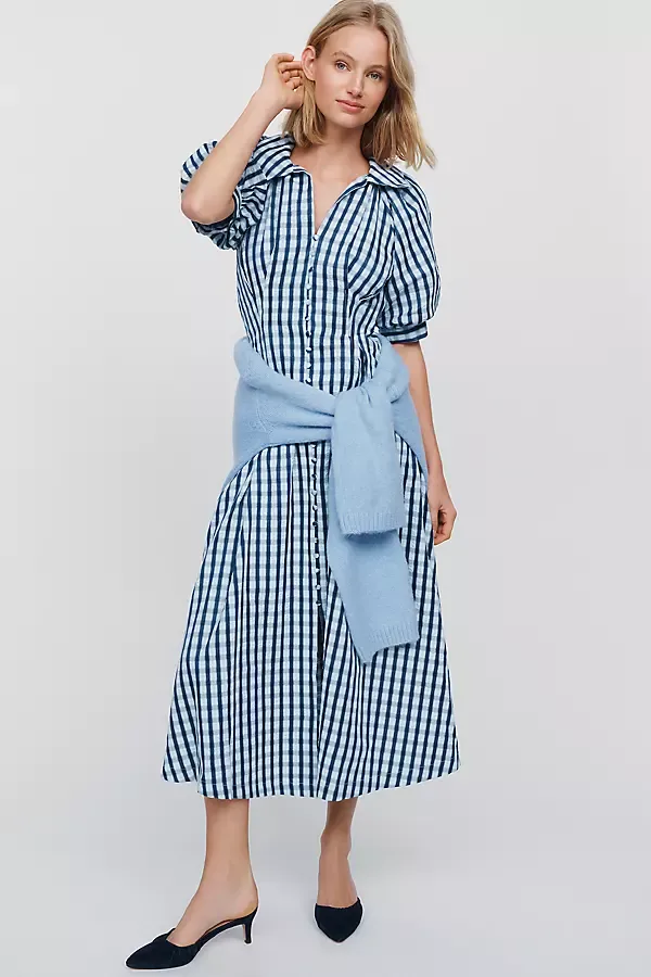 Puff Sleeve Shirtdress by English Factory