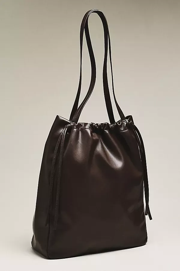 Slouchy Faux Leather Cinched Tote Bag by Maeve