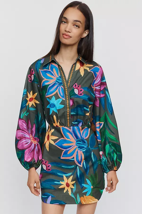 Farm Rio x Anthropologie 100% Cotton Printed Mini Dress by FARM Rio