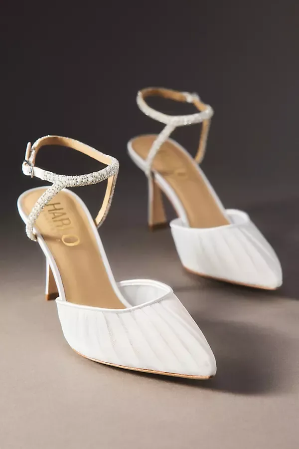 Georgia Crystal & Pearl Strap Pointed Toe Heels by Harlo