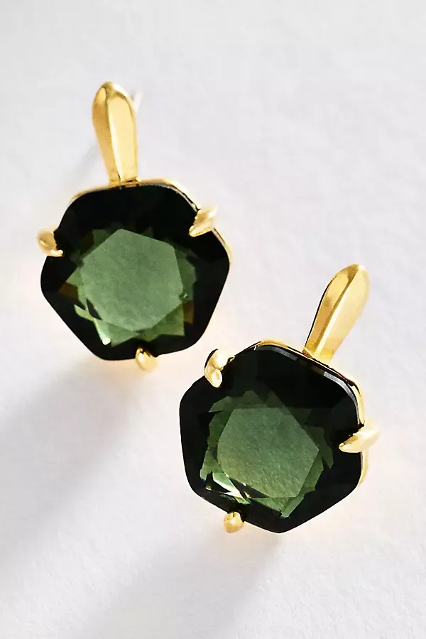 Hexagon Stone Post Earrings