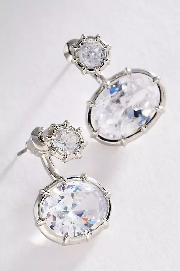 Oval Crystal Drop Earrings