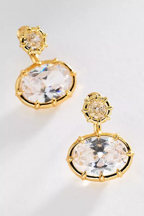 Oval Crystal Drop Earrings