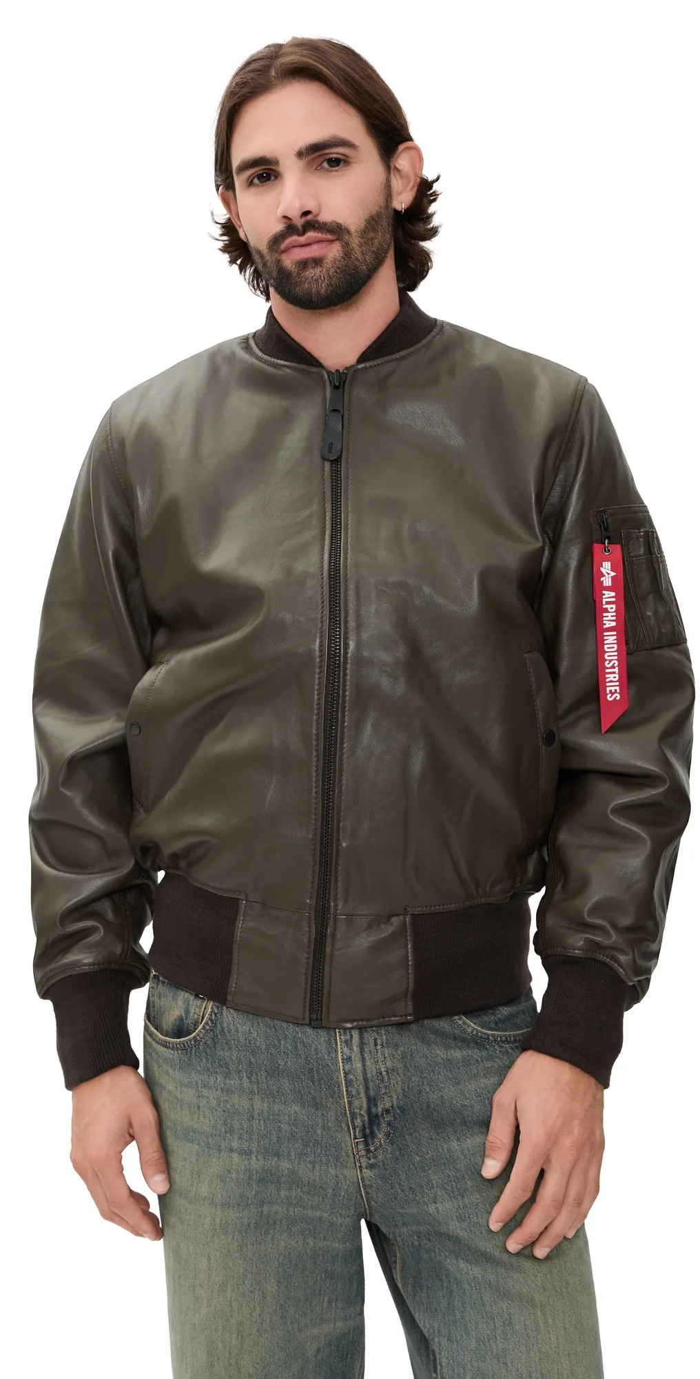 Leather Ma-1 Heritage Fit Flight Jacket by Alpha Industries