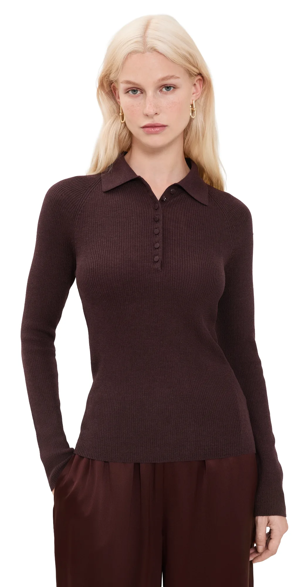 Ribbed Raglan Polo by Vince