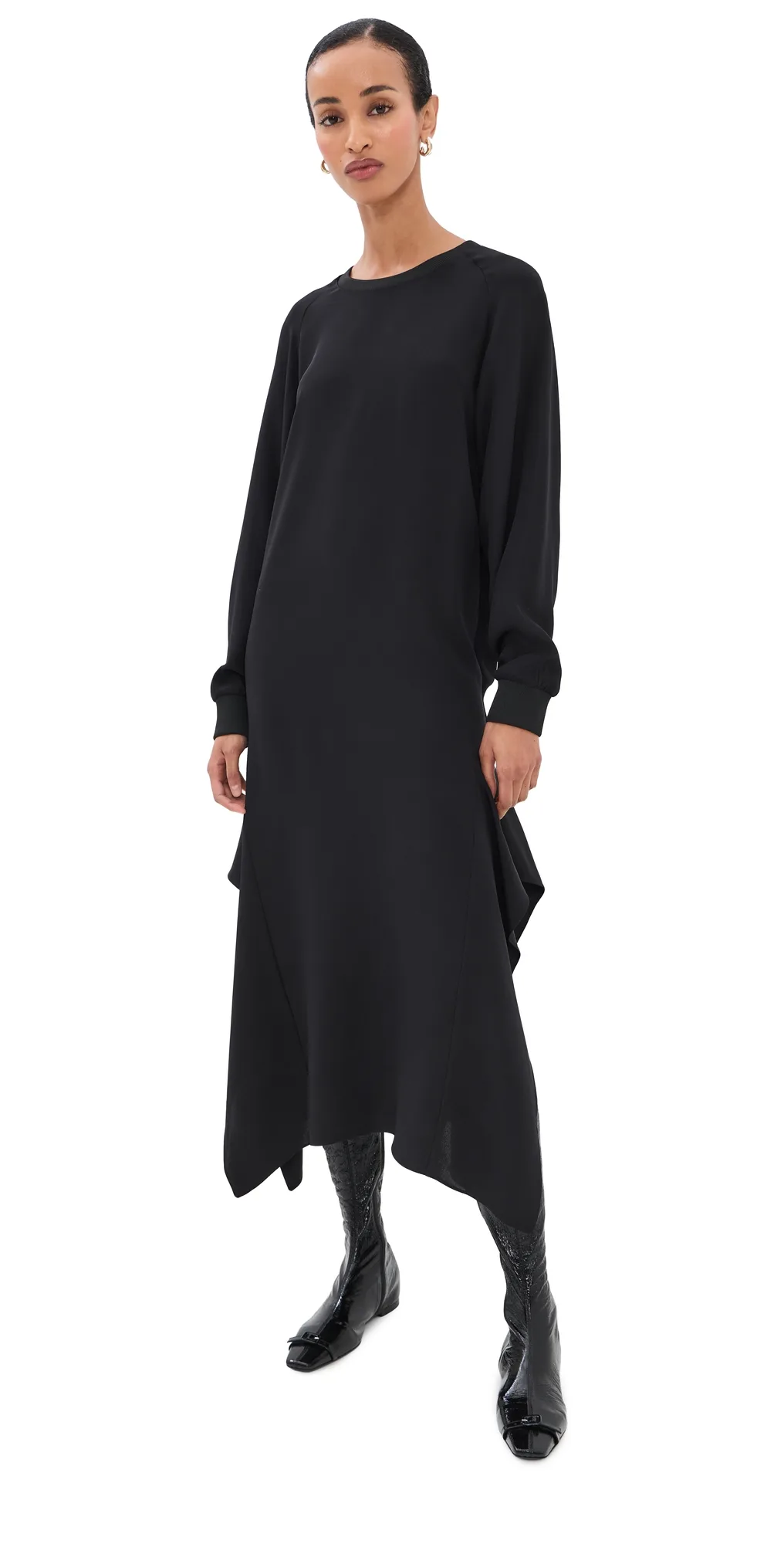 4 Ply Silk Long Sleeve Dress with Ruffle by Tibi