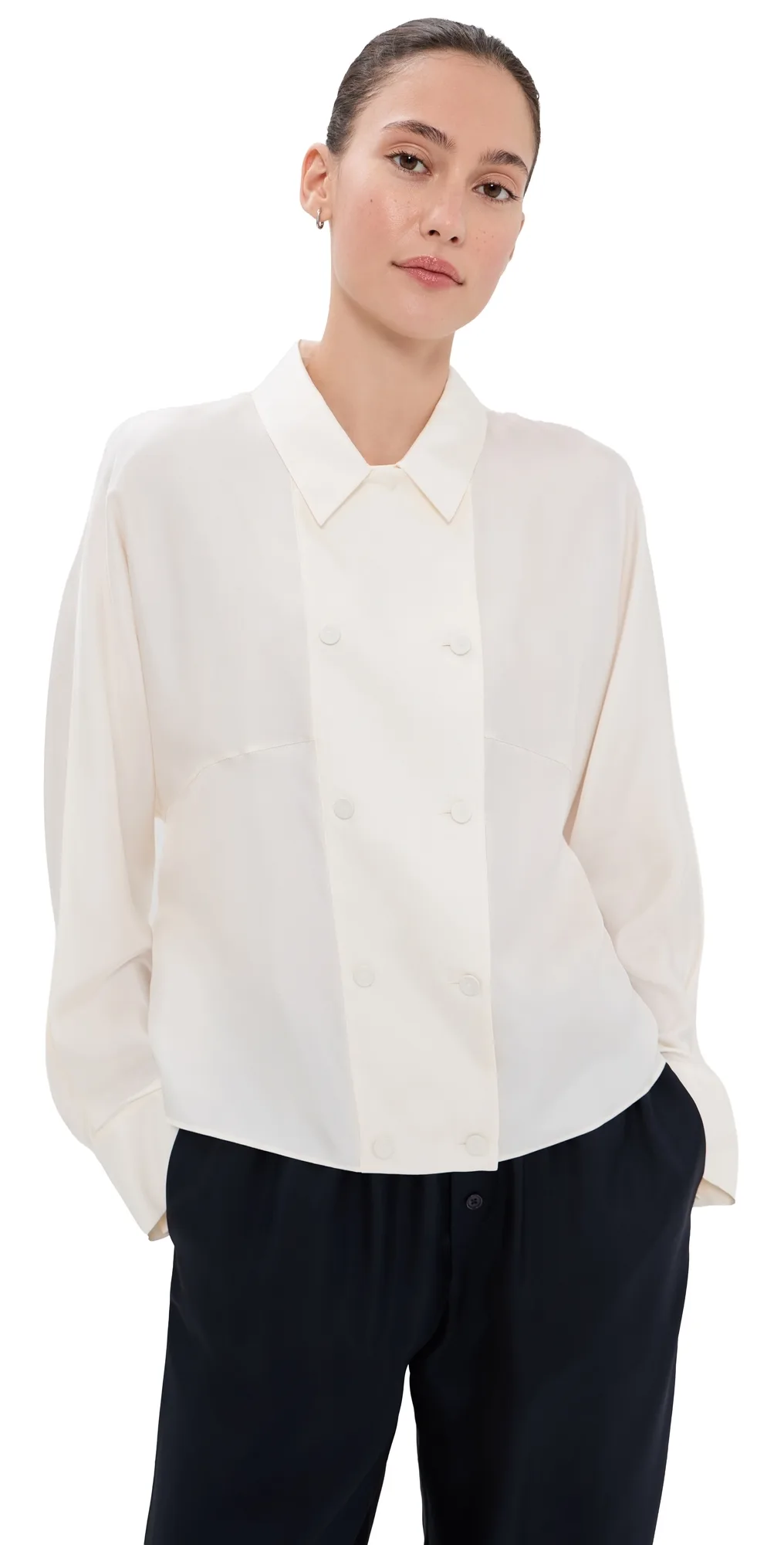 Double Breasted Silk Top by Rhe