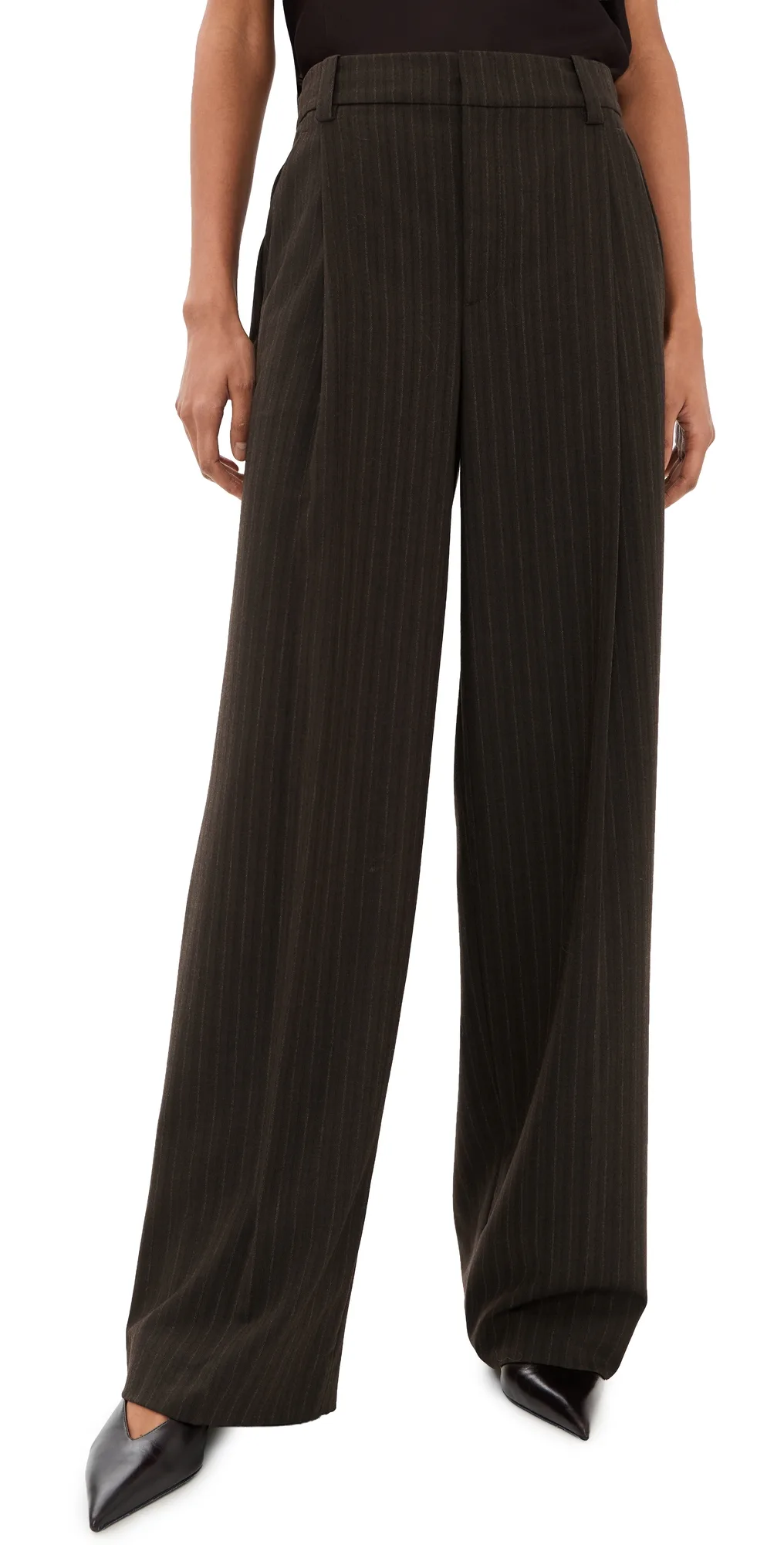 High Waist Wide Leg Trousers Cinderwood Stripe by Vince