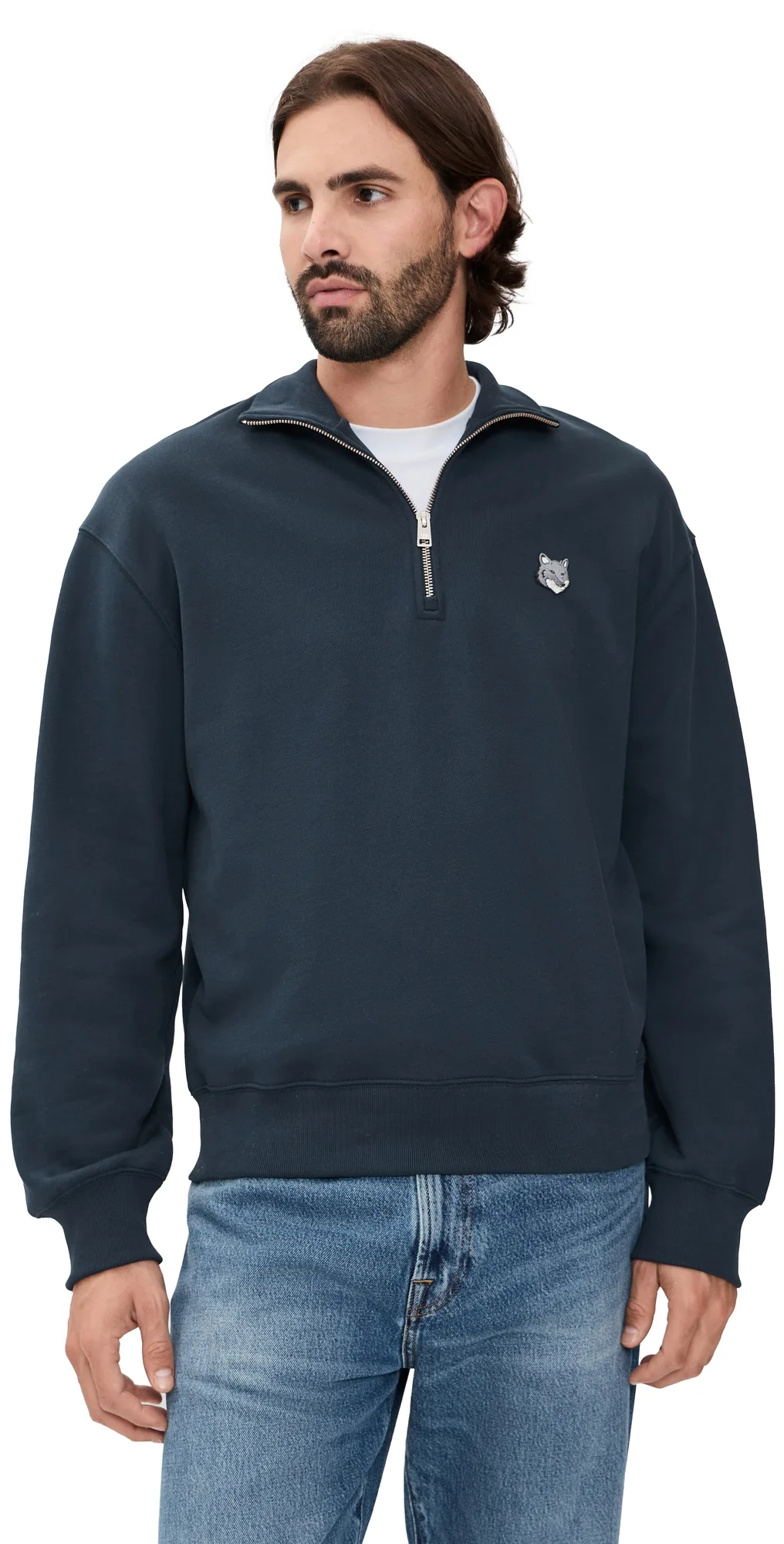 Fox Head Comfort Half Zip Sweatshirt by Maison Kitsuné