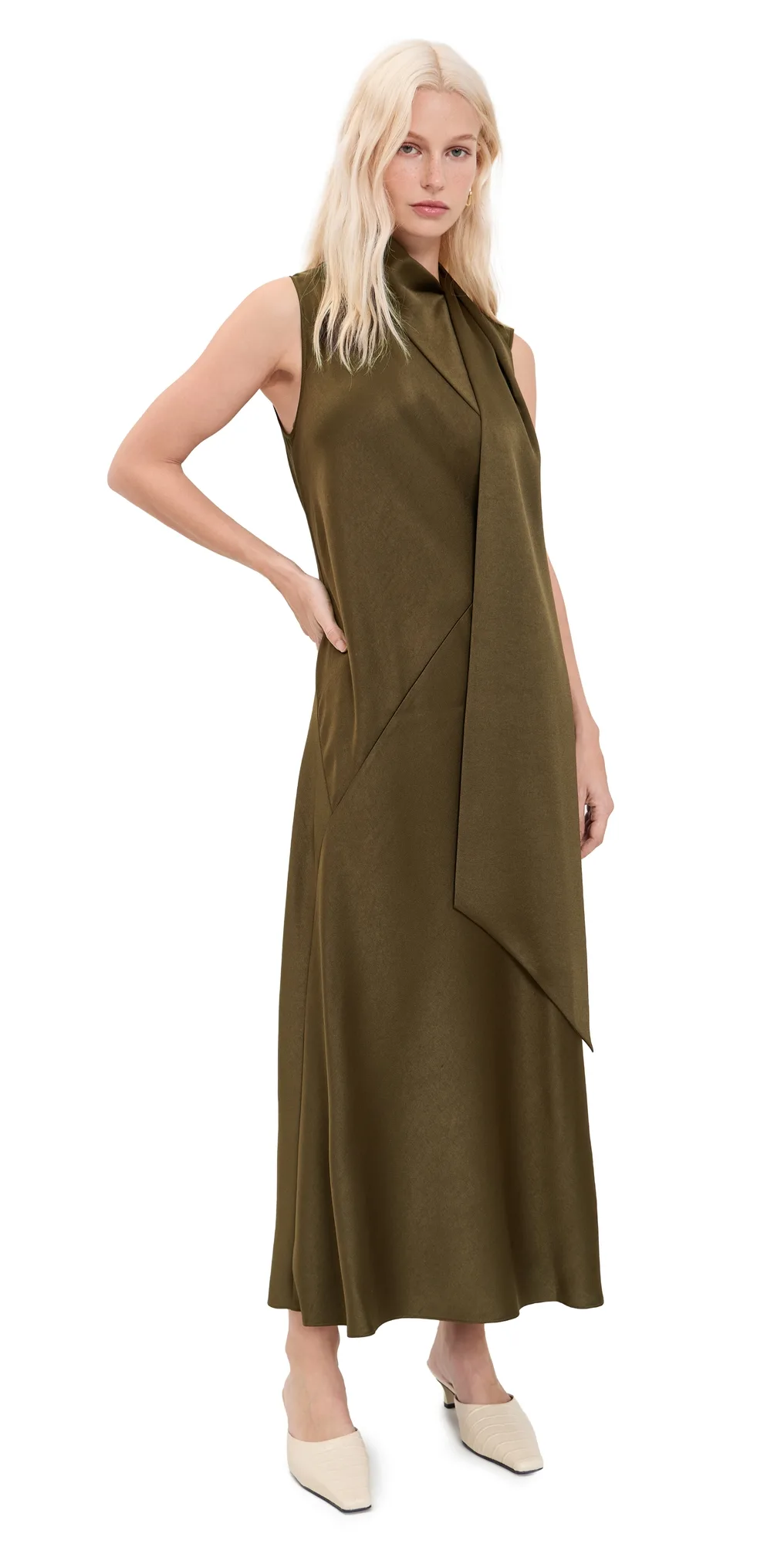 Draped Scarf Tie Sleeveless Dress by Vince
