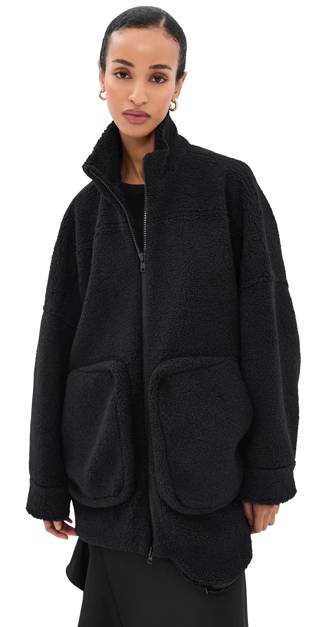 Cozy Fleece Cubic Zipup Bomber Jacket by Tibi