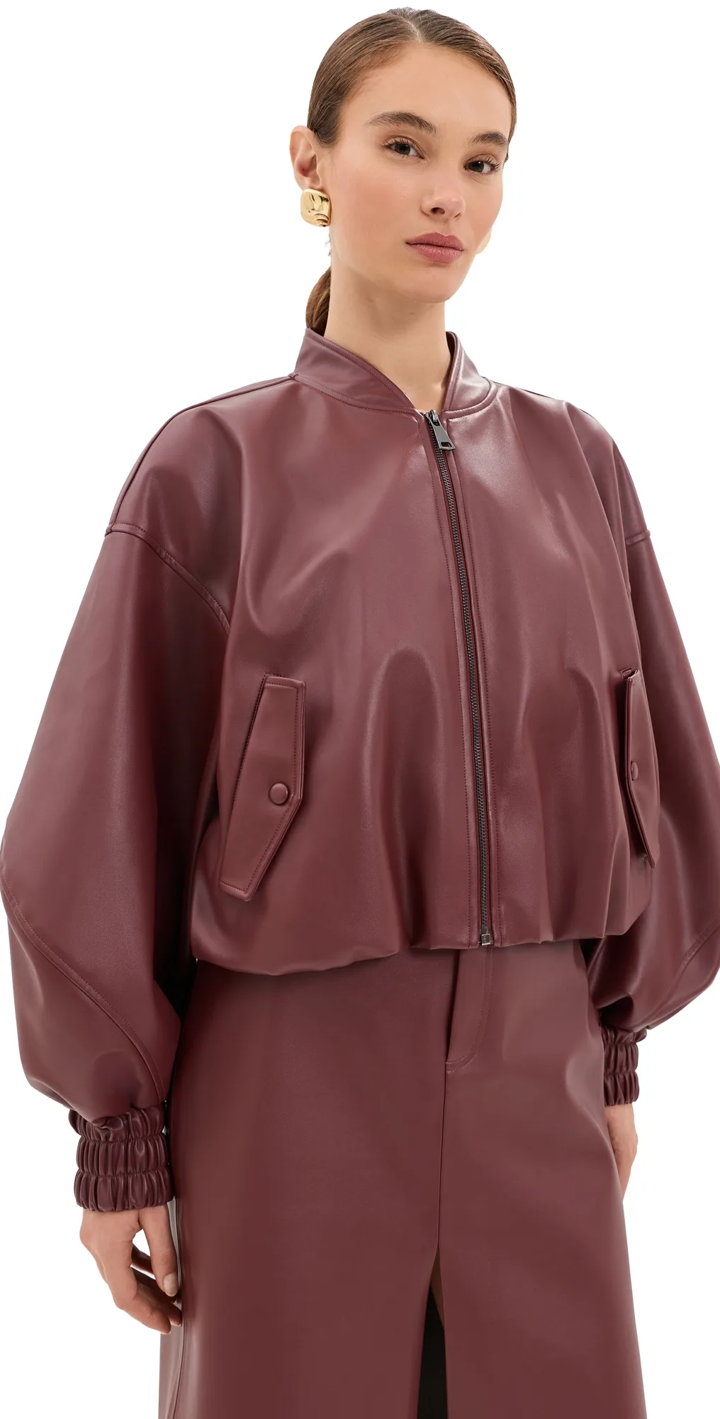 Dawn Faux Leather Exaggerated Sleeve Jacket