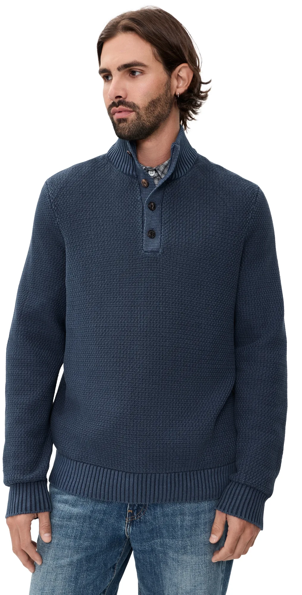 Sunwashed Dockside Quarter Button Sweater by Faherty