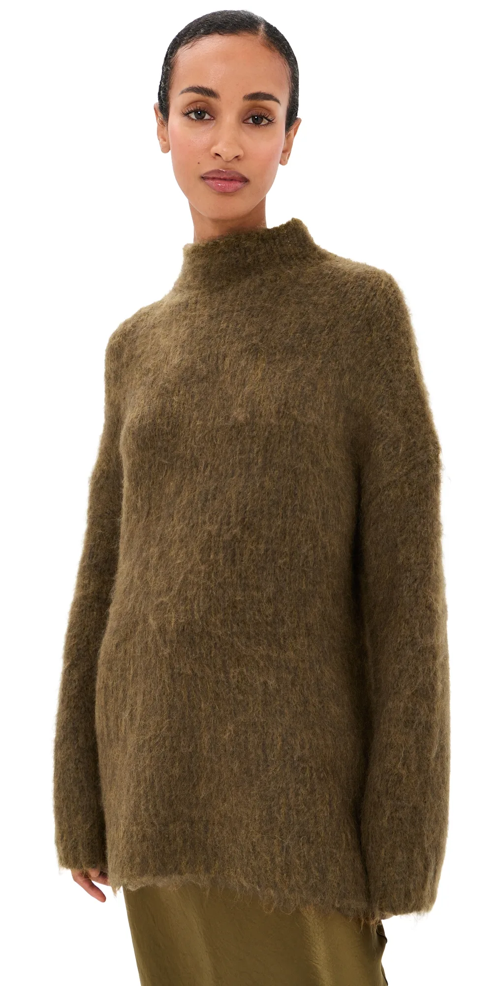 Oversized Brushed Mock Neck Sweater by Vince