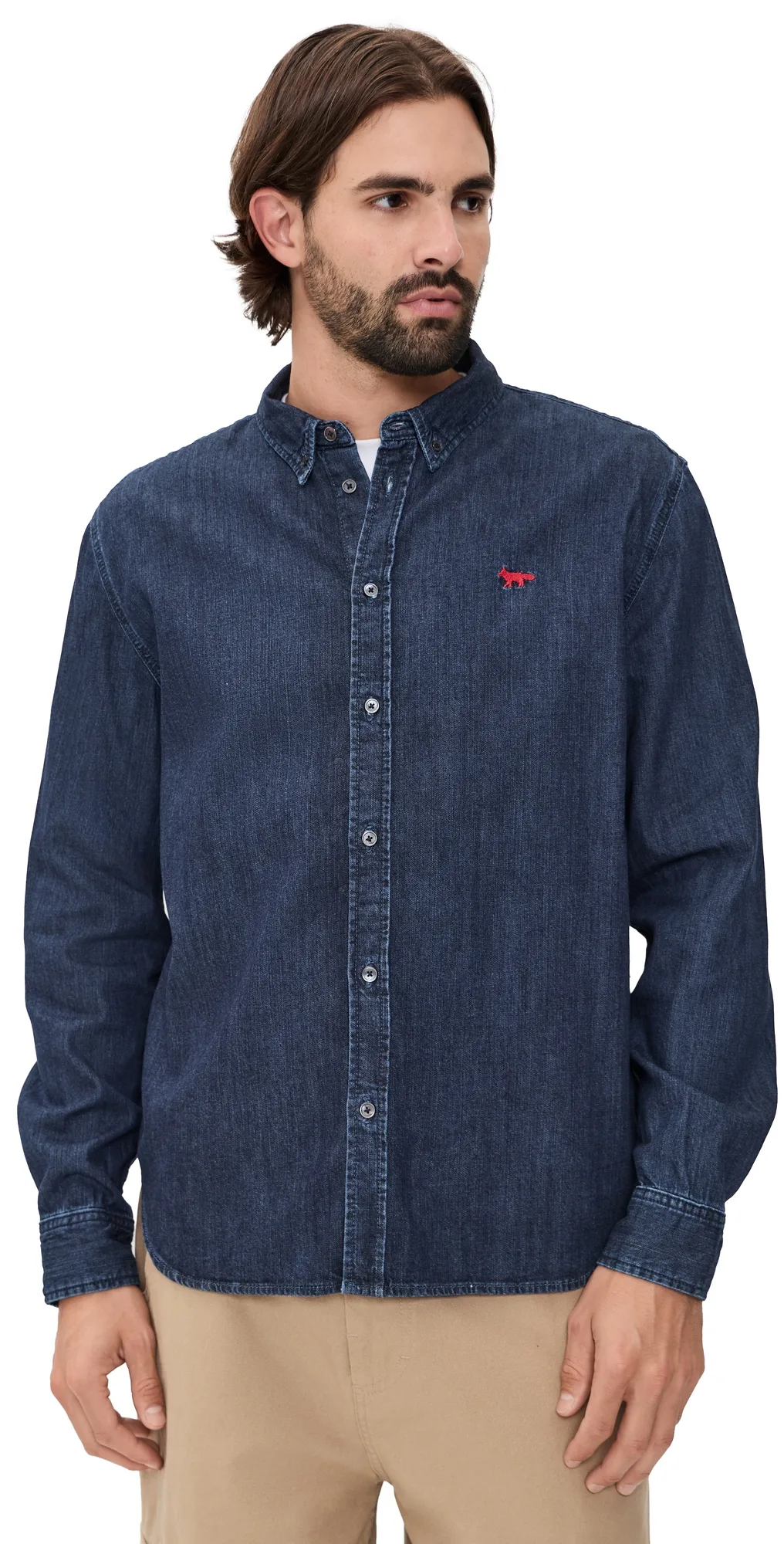 Profile Fox Denim Casual Shirt by Maison Kitsuné