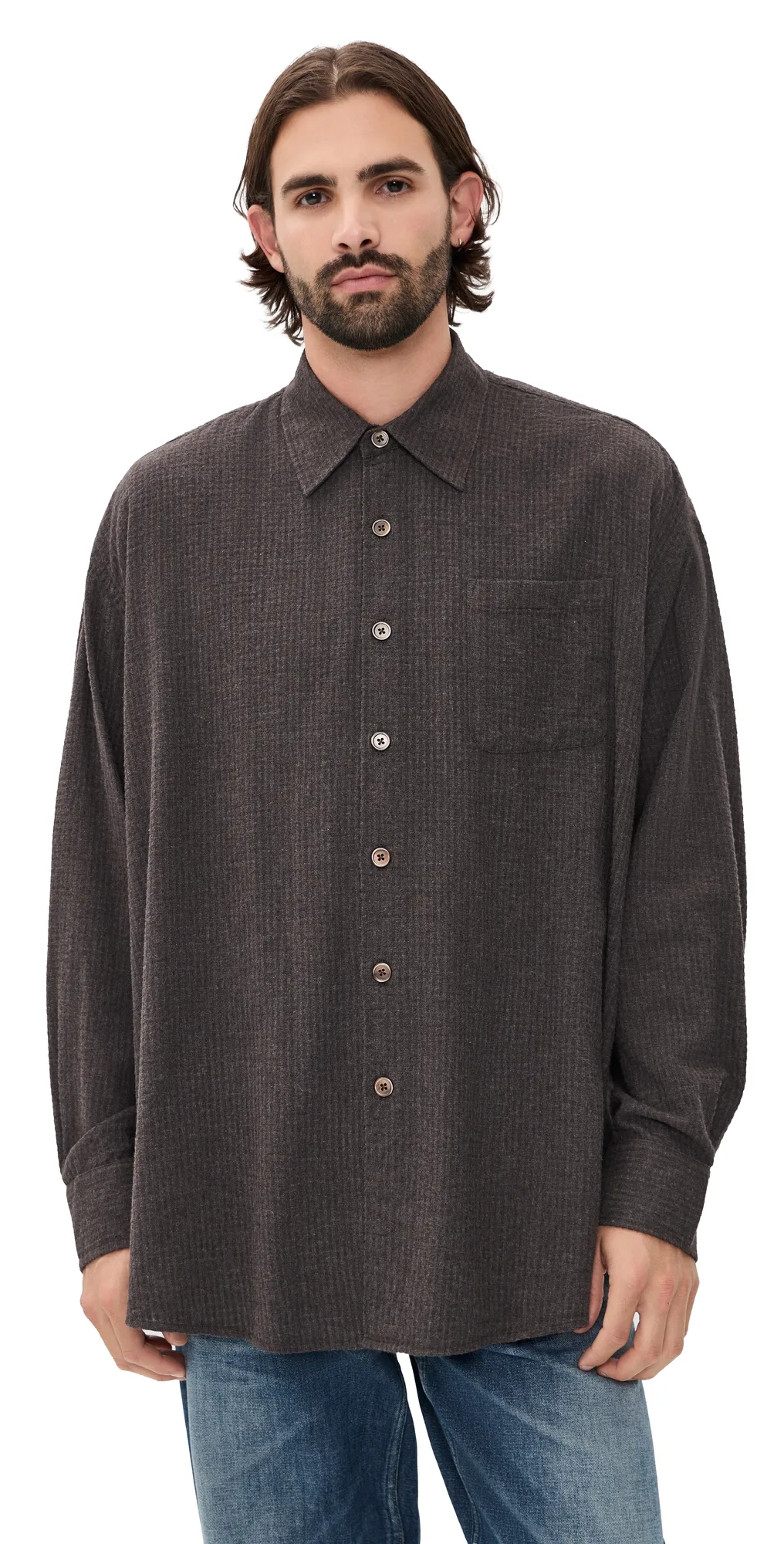 Borrowed Shirt Truffle Check Grid Cloth by Our Legacy