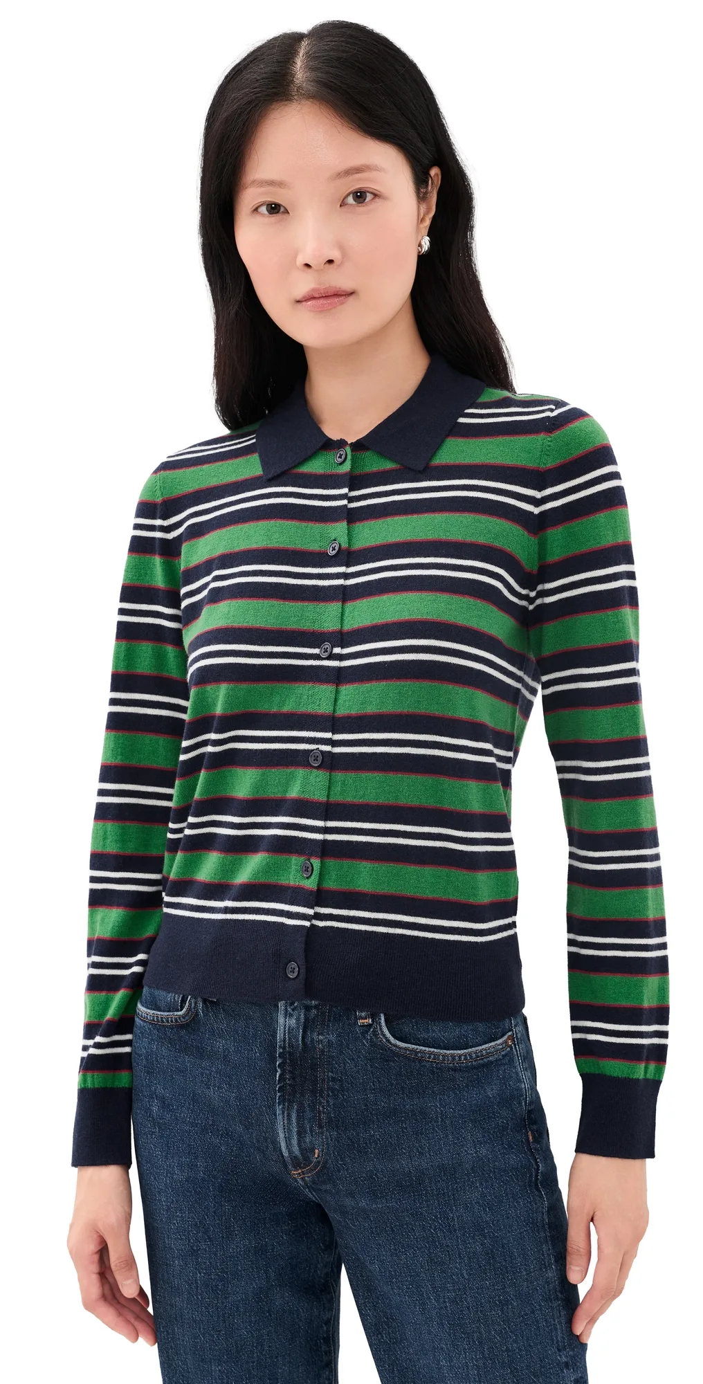Lyvia Long Sleeve Merino Polo Cardigan by Pistola