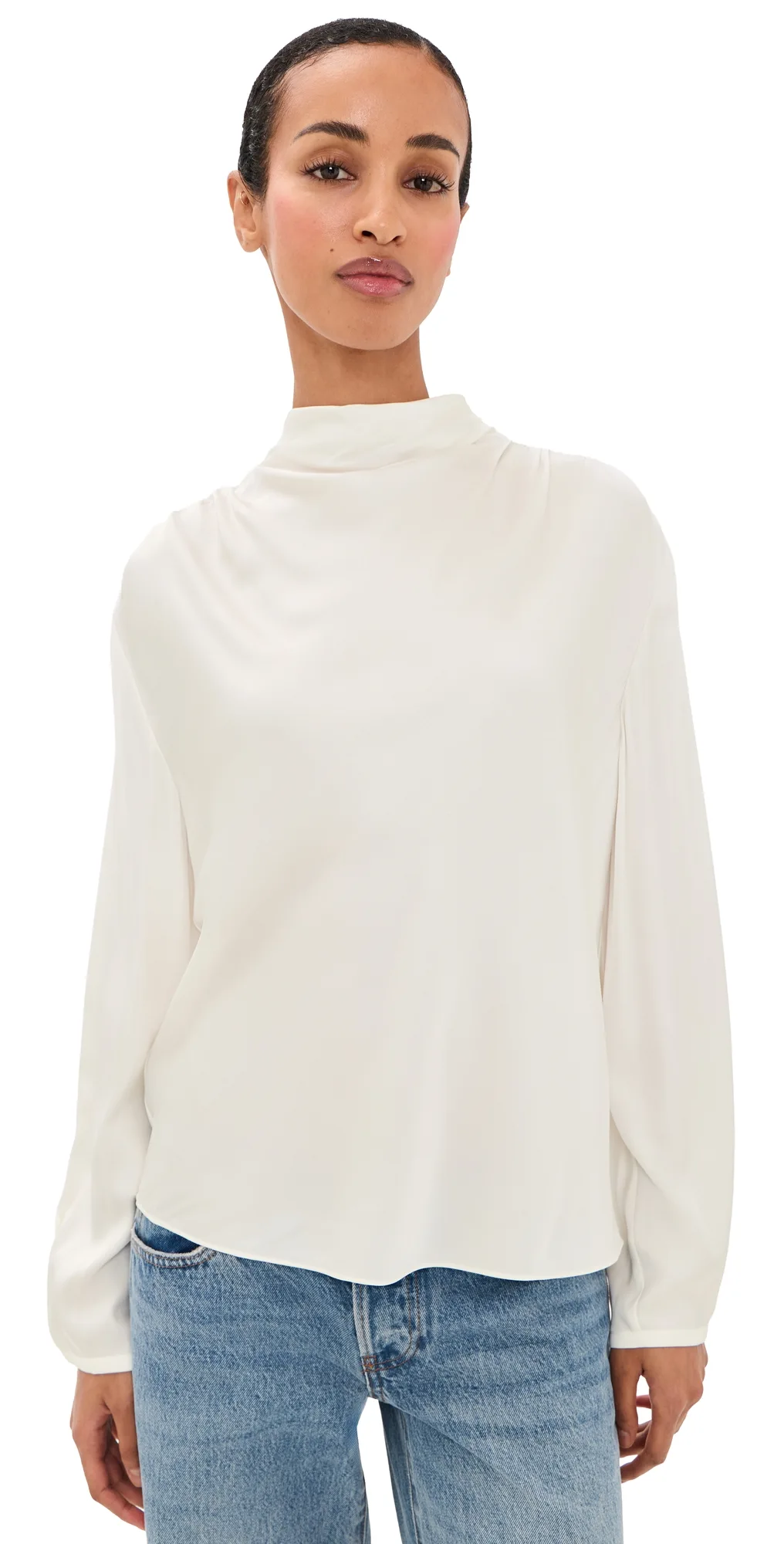 Draped Cowl Neck Silk Blouse by Vince