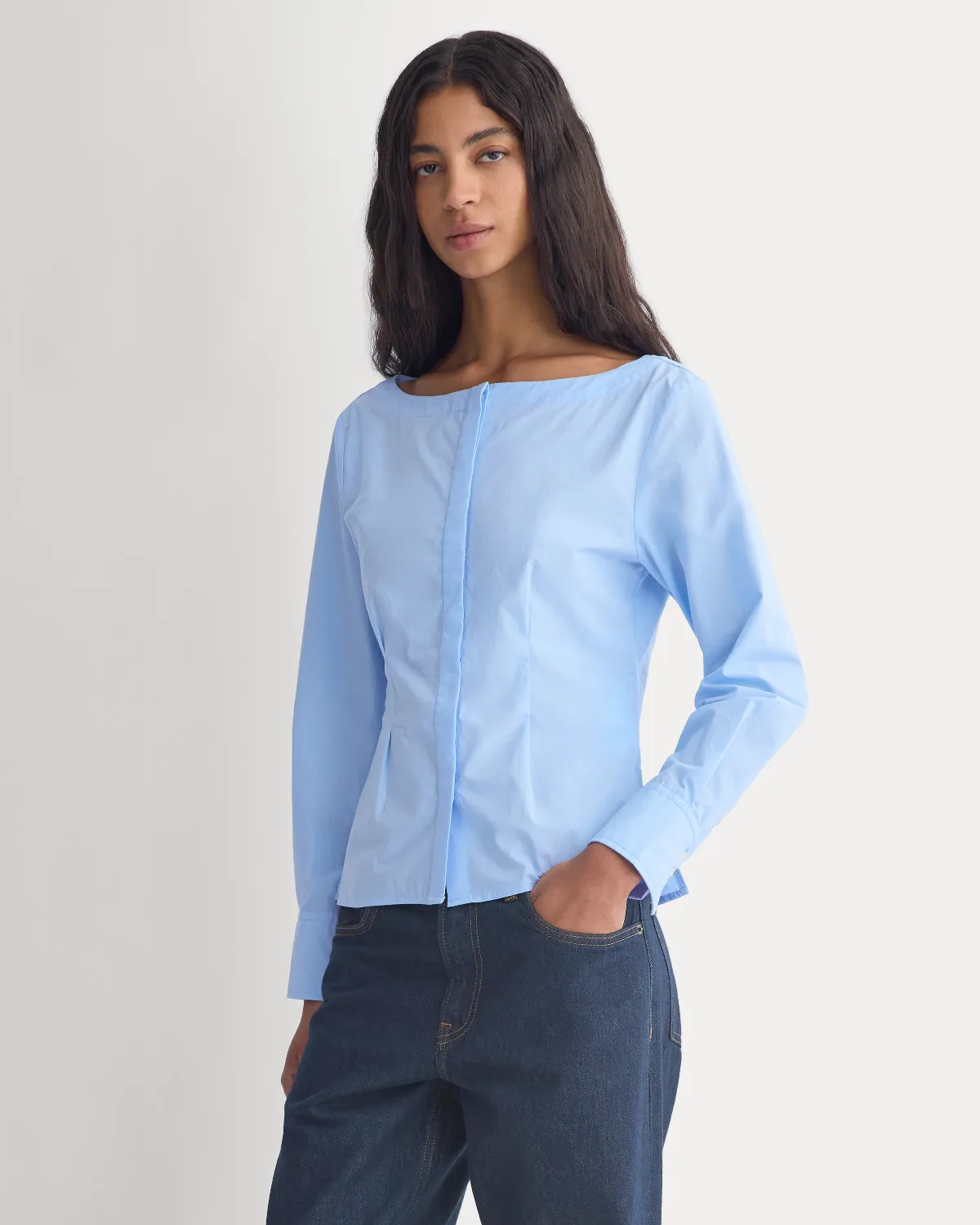 Boatneck Fitted Shirt in Lightweight Cotton by Everlane