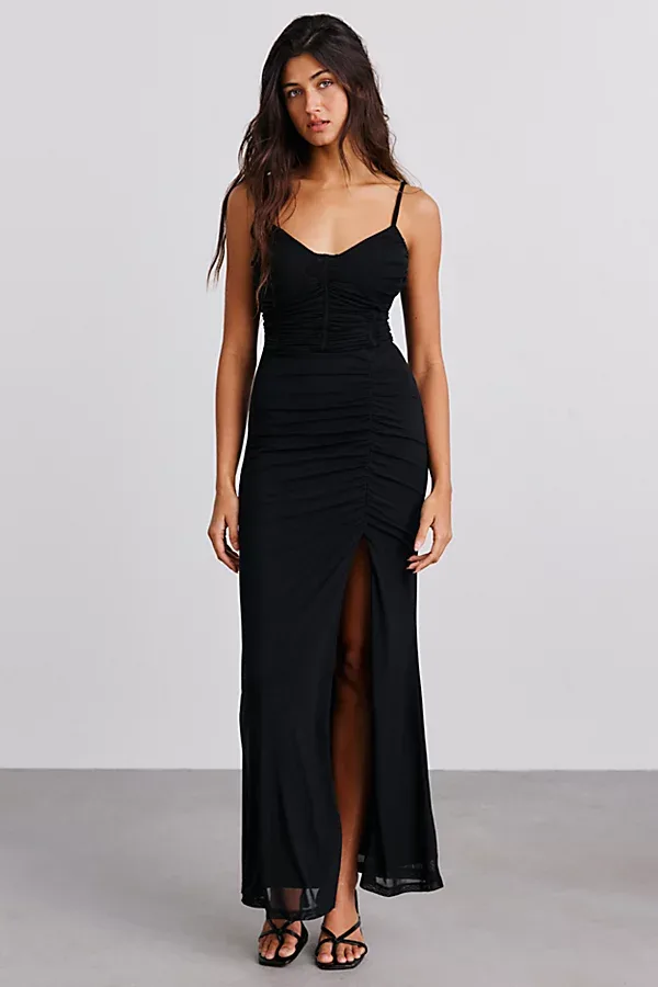 UO Isla Ruched Corset Mesh Maxi Dress by Urban Outfitters