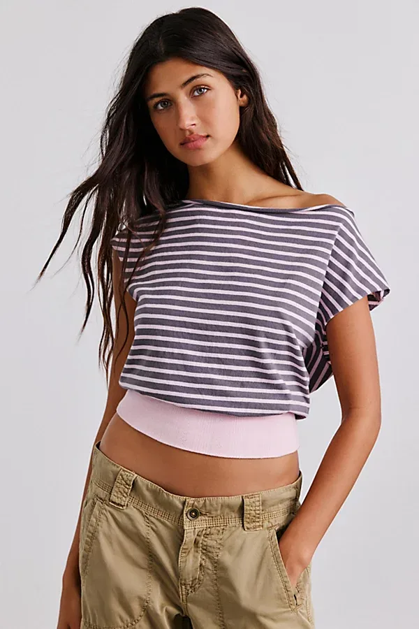 Out From Under Off-The-Shoulder Banded Hem Tee by Out From Under