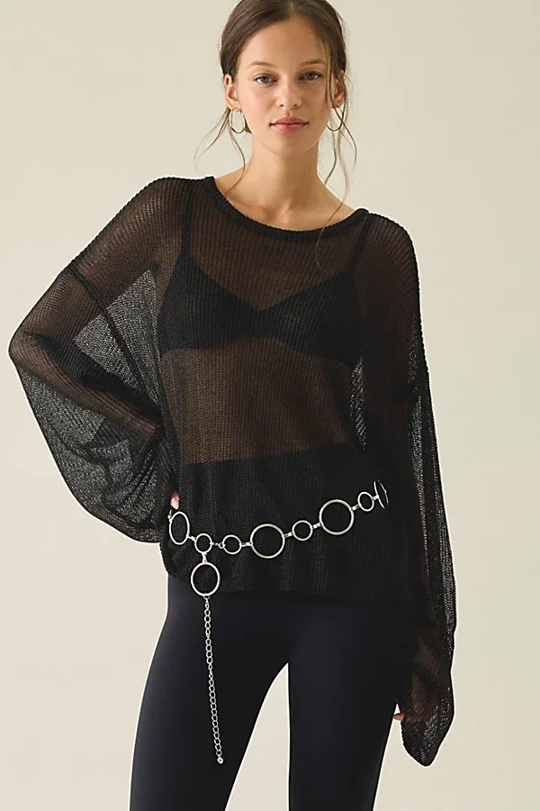 Lioness Bloom Sheer Oversized Long Sleeve Top by Lioness