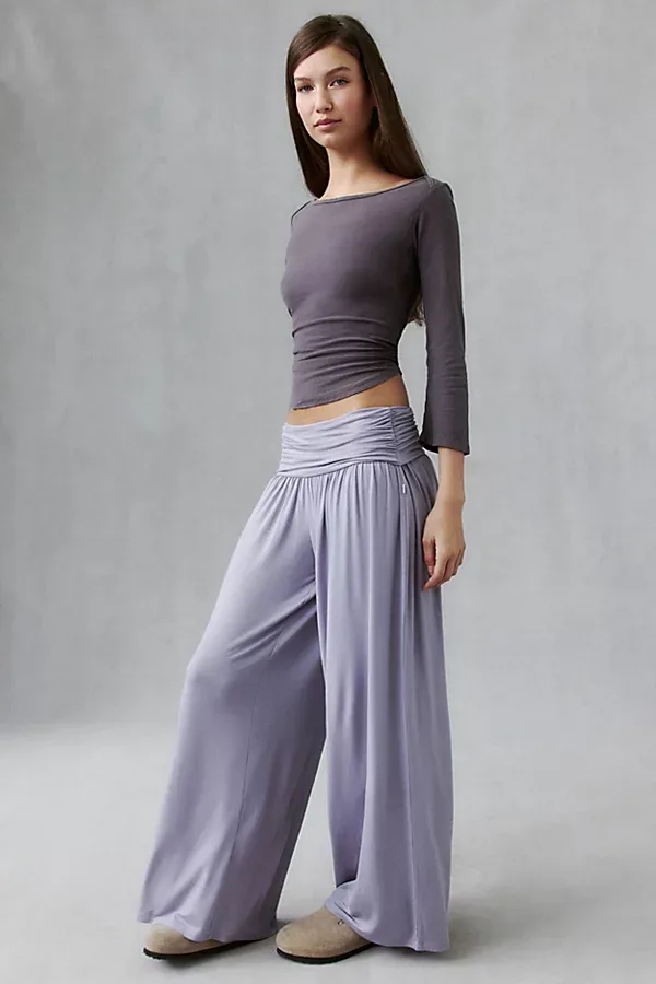 Out From Under Angel Kiss Jersey Knit Foldover Wide Leg Pants by Out From Under