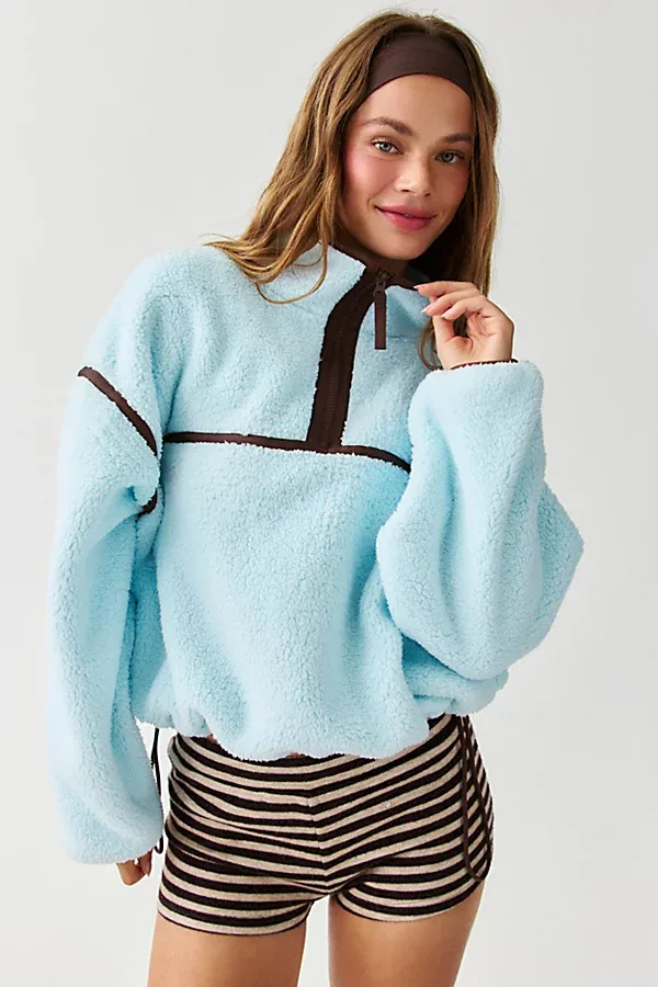 Out From Under Pretty Plush Fleece Quarter Zip Pullover Jacket by Out From Under