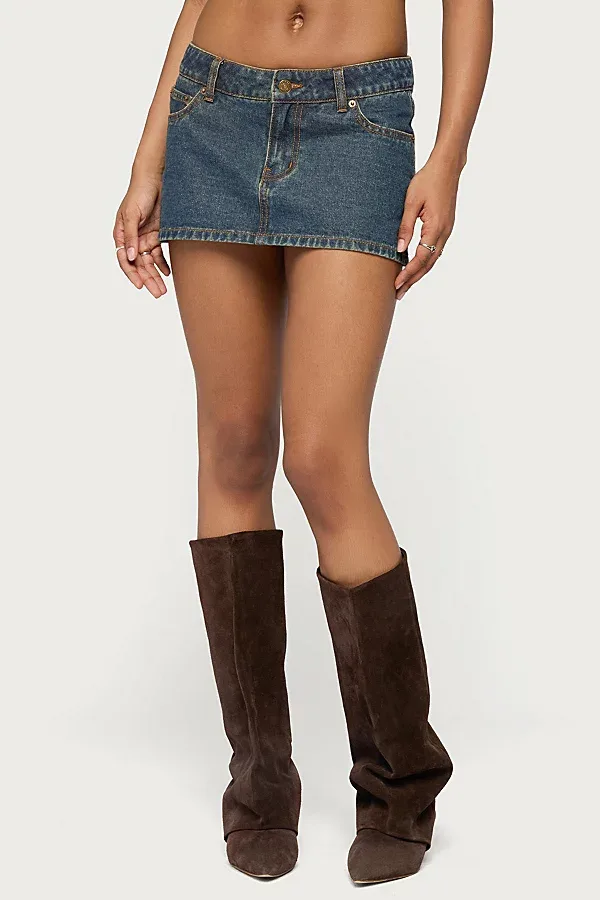 Dayla Denim Micro Skort by Edikted