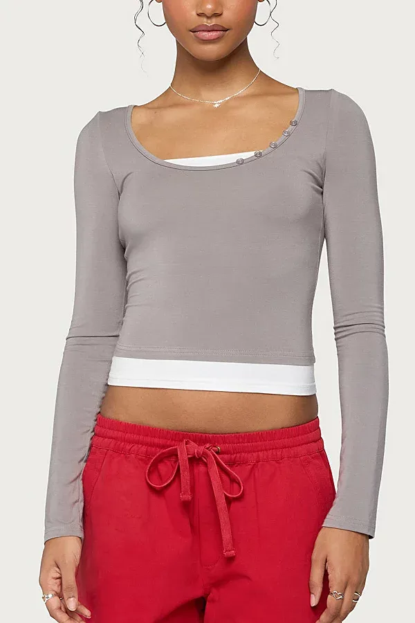 Maira Long Sleeve Contrast Layered Top